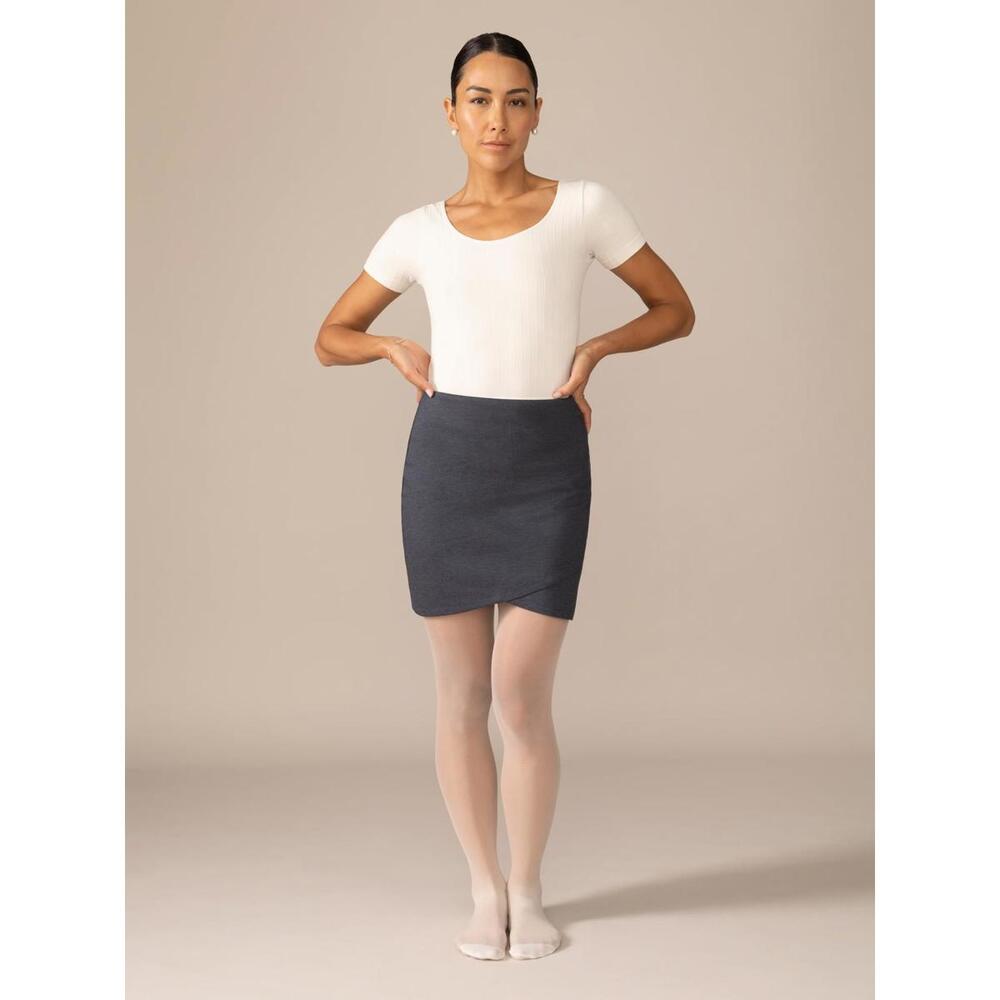 Rachel - Tulip Ease Knit OTK Skirt in Heather Lake - Large